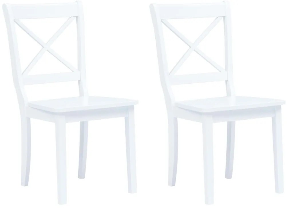 vidaXL Καρέκλες Τραπεζαρίας 2 τεμ. Λευκές Μασίφ Ξύλο Καουτσουκόδεντρου