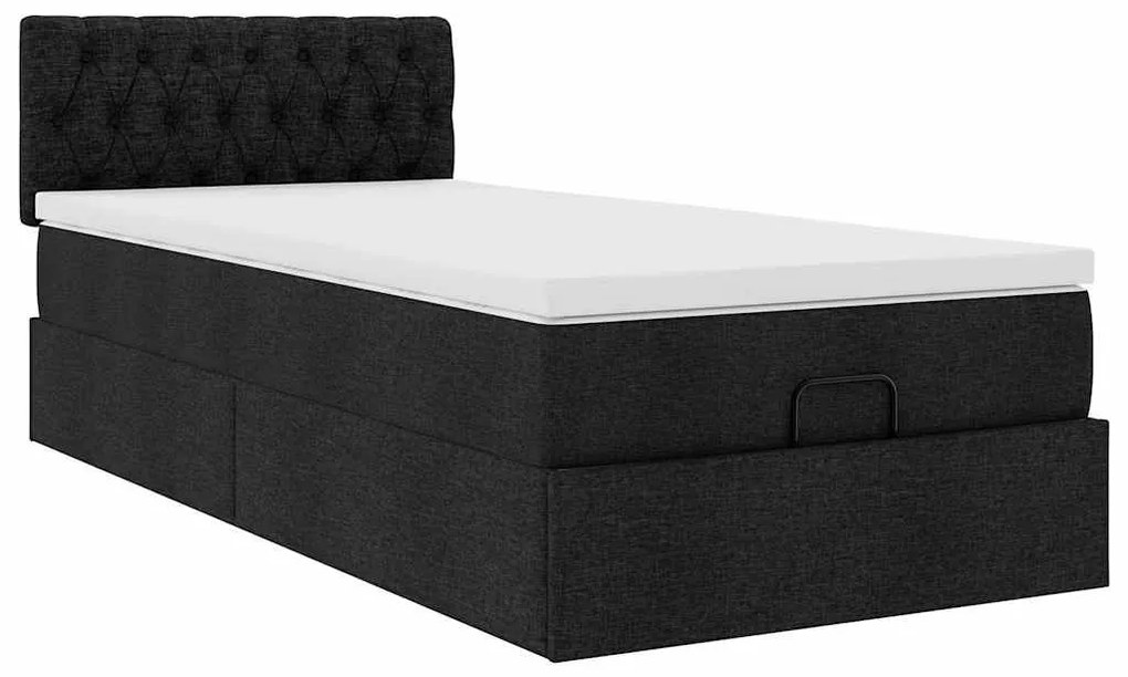 Οθωμανικό κρεβάτι με στρώμα Μαύρο 90x190cm Ύφασμα 3311506