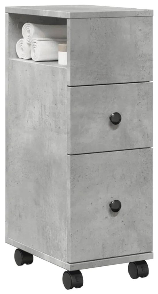 Ντουλάπι Μπάνιου Στενό με Ροδάκια Γκρι Σκυρ. Επεξ. Ξύλο