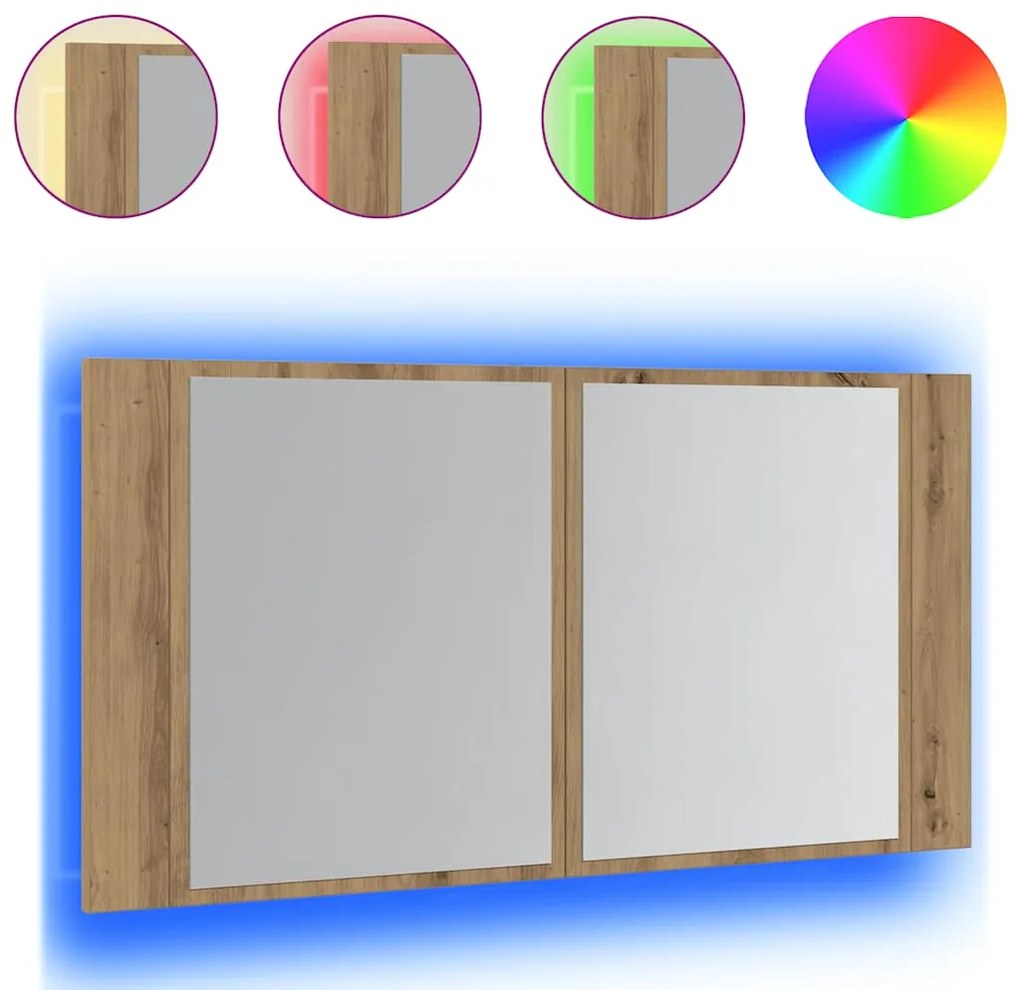 vidaXL Καθρέφτης Ντουλάπι Αρτισιανή Δρυς 90x12x45 εκ. Επεξ. Ξύλο