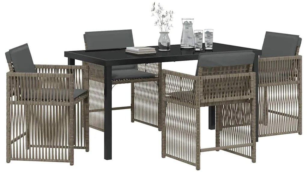 vidaXL Σέτ φαγητού για κήπο 5 pcs Γκρι συνθετικό ρατάν