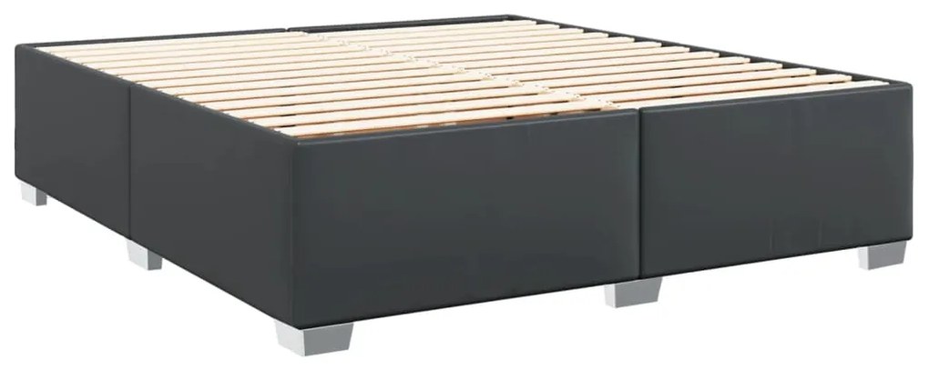 Κρεβάτι Boxspring με Στρώμα Μαύρο 200x200 εκ. Συνθετικό Δέρμα - Μαύρο