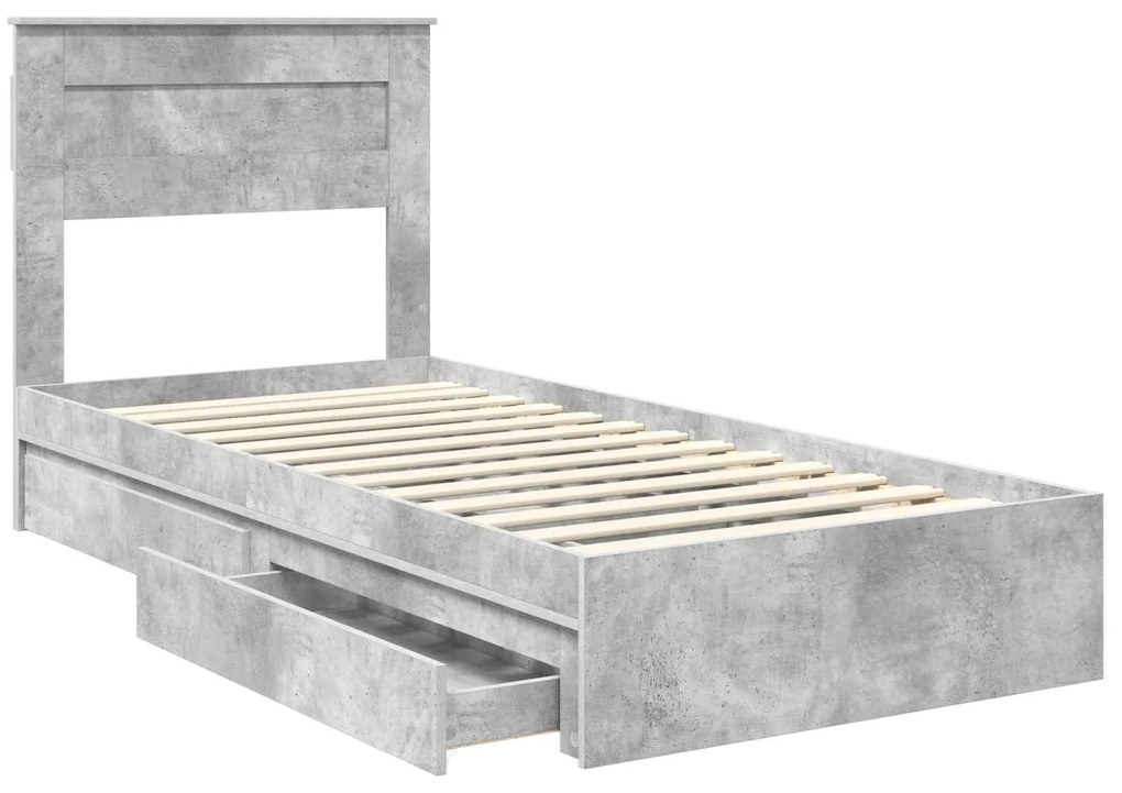 vidaXL Κρεβάτι Αποθήκης Σκυρόδεμα Γκρι 100 x 200 cm Επεξεργασμένο ξύλο