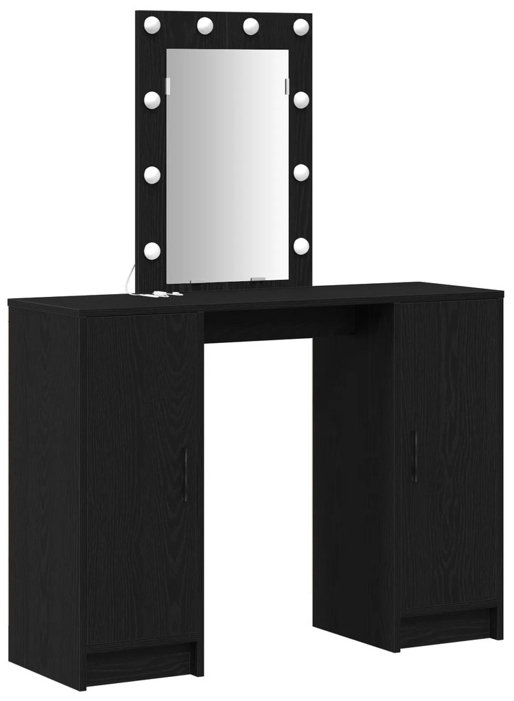 vidaXL Καθρέφτης με LED Φώτα Μαύρη Δρυς 102x33x135 εκ