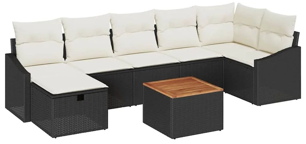 vidaXL Σετ Καναπέ Κήπου με αποθήκευση 8 pcs Μαύρο Πολυ ράταν