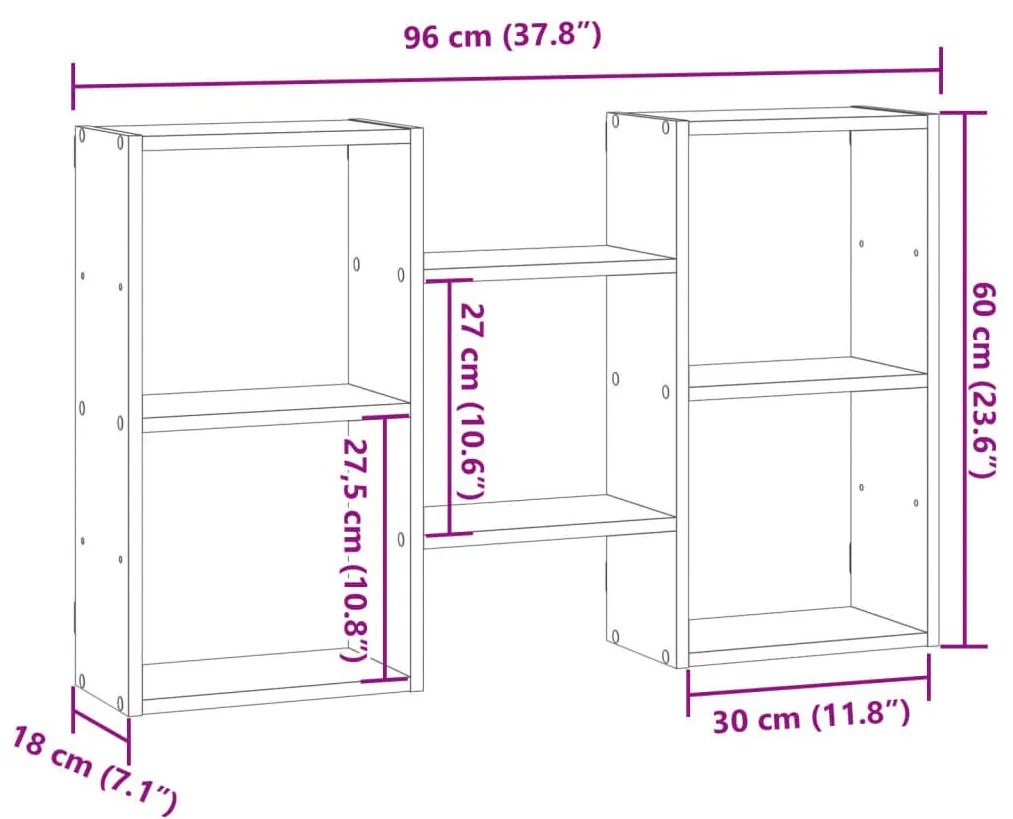 Ράφι Τοίχου Αρτισιανή Δρυς 96x18x60 εκ. από Επεξεργασμένο Ξύλο - Καφέ