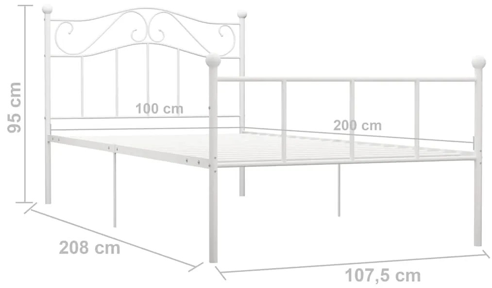 vidaXL Πλαίσιο Κρεβατιού Λευκό 100 x 200 εκ. Μεταλλικό