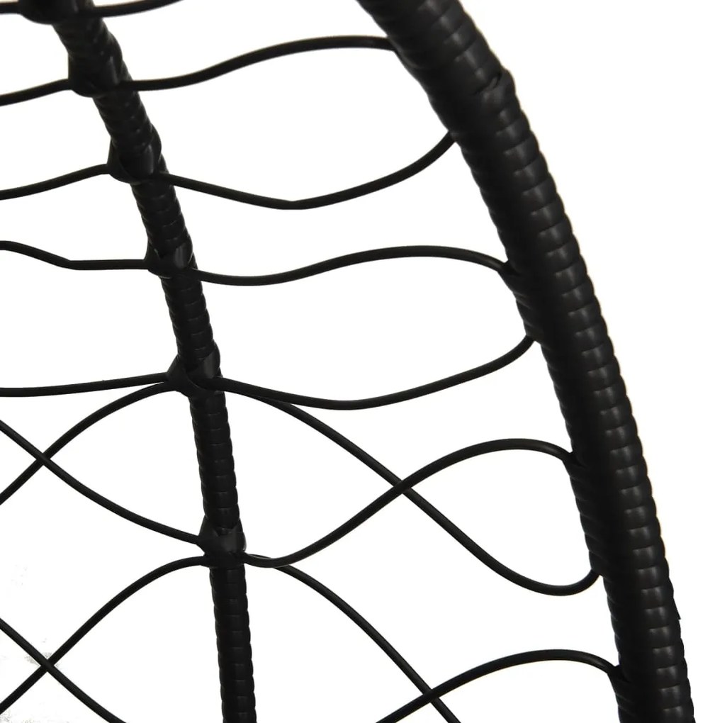 vidaXL Κρεμαστή Πολυθρόνα Αυγοθήκη με Μαξιλάρι από Ανθρακί Συνθετικό Ρατάν και Ατσάλι