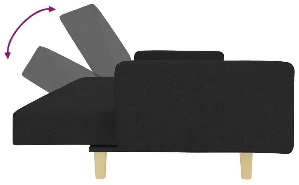 Καναπές Κρεβάτι Διθέσιος με Υποπόδιο Μαύρο Υφασμάτινος - Μαύρο