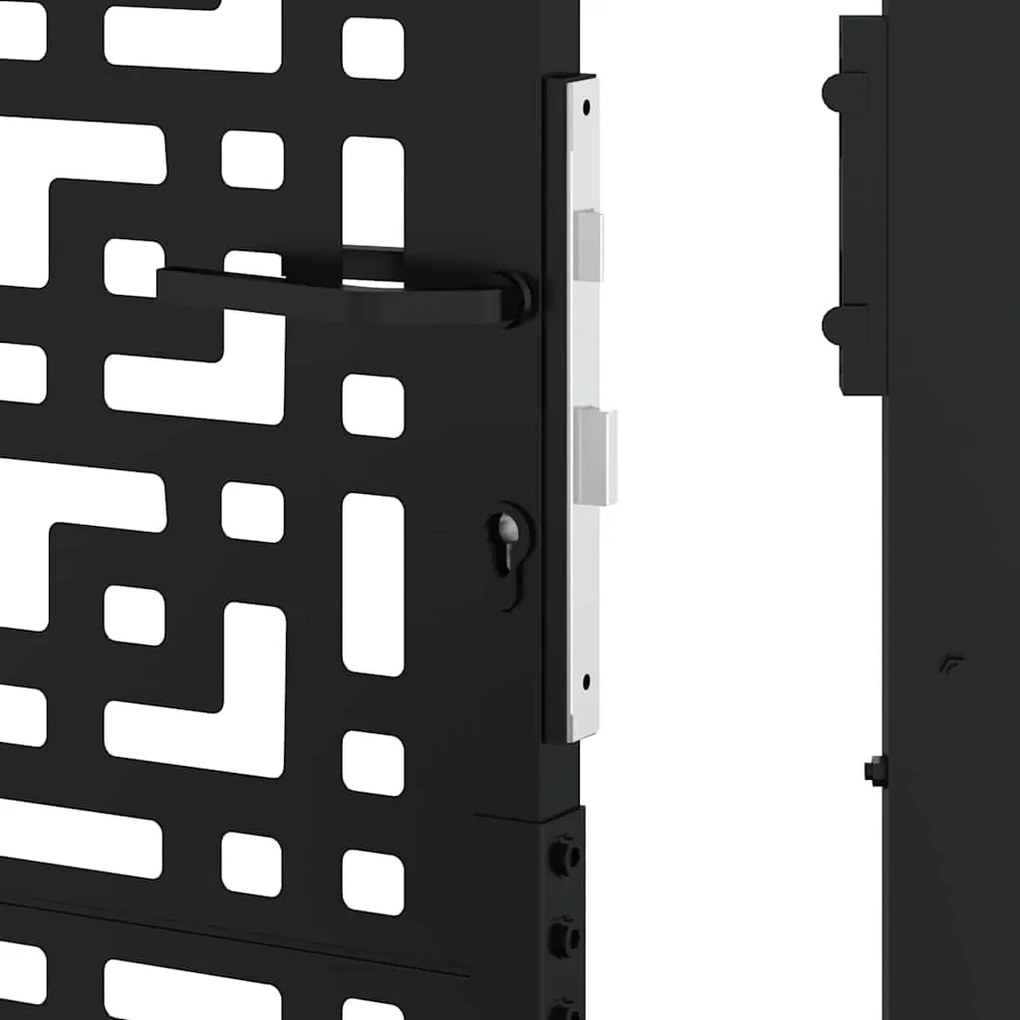 Πύλη κήπου Μαύρη 105x130 cm Ατσάλινος σταυρός σχεδιασμού - Μαύρο