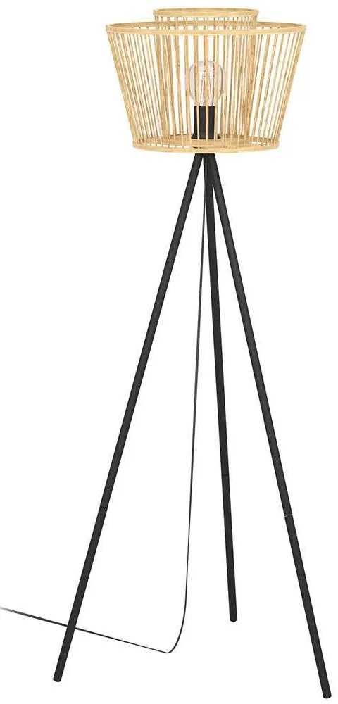 Φωτιστικό Δαπέδου Hykeham 43855 Φ38x129,5cm 1xΕ27 40W Natural-Black Eglo Steel,Wood
