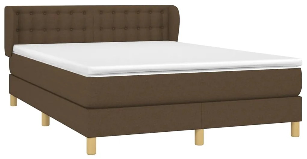 vidaXL Κρεβάτι Boxspring με Στρώμα Σκούρο Καφέ 140x190 εκ. Υφασμάτινο