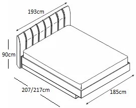 Κρεβάτι ξύλινο με δερμάτινη/ύφασμα ROXAN 180x190 DIOMMI 45-003