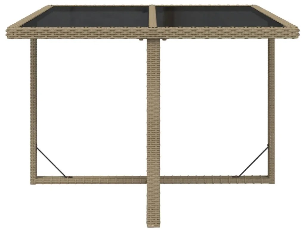 vidaXL Τραπέζι Κήπου Μπεζ 109 x 107 x 74 εκ. Συνθετικό Ρατάν/Γυαλί