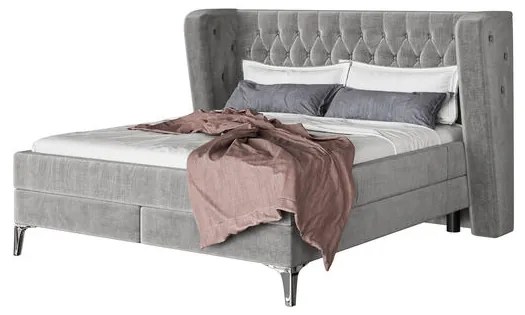 Κρεβάτι Boxspring Benito Moon Γκρι 180x200εκ. 210x214x115εκ - Γκρι