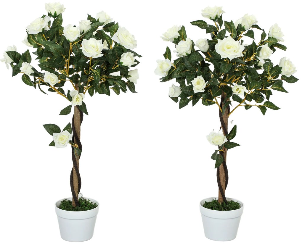 Outsunny Τεχνητό δέντρο, Τεχνητό φυτό σε τσιμεντένια γλάστρα, Τεχνητό φυτό