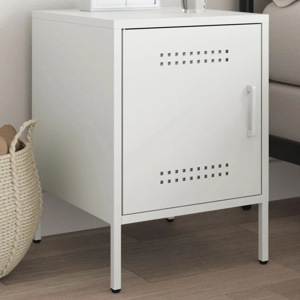 vidaXL Κομοδίνο Λευκό 36x39x50,5 εκ. από Χάλυβα