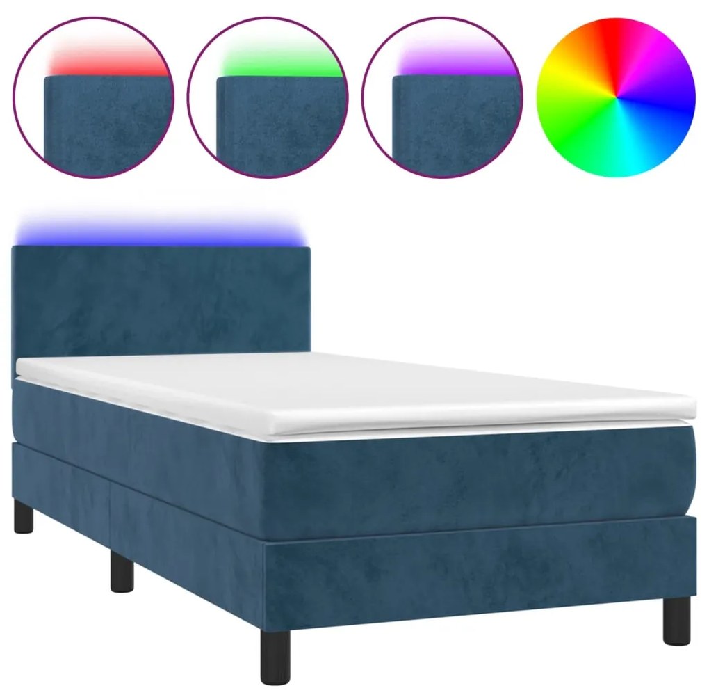 ΚΡΕΒΑΤΙ BOXSPRING ΜΕ ΣΤΡΩΜΑ &amp; LED ΣΚ. ΜΠΛΕ 100X200ΕΚ. ΒΕΛΟΥΔΙΝΟ 3134271