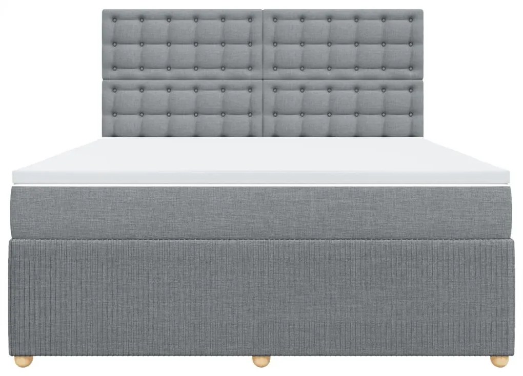 Κρεβάτι Boxspring με Στρώμα Ανοιχτό Γκρι 180x200 εκ. Υφασμάτινο - Γκρι