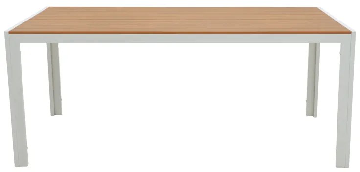 Τραπέζι Nares pakoworld αλουμίνιο λευκό-plywood φυσικό 180x90x72.5εκ