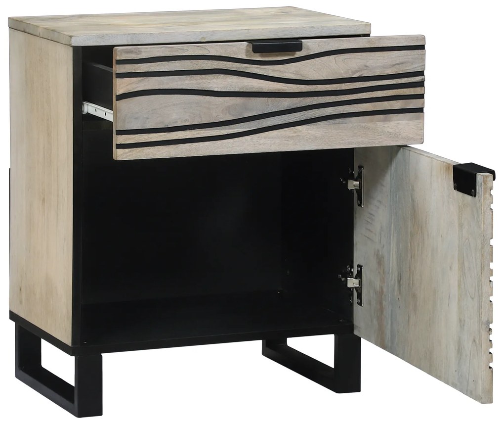 vidaXL Κομοδίνα με συρτάρι Λευκό και Μαύρο 50 x 33 x 60 εκ