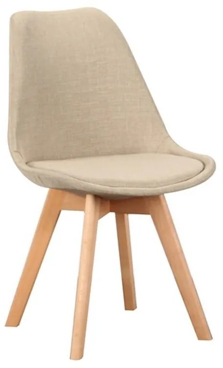 Καρέκλα Τραπεζαρίας Billy 11.1594.S (Σετ 4τμχ) 48Χ55Χ82cm Beige Ξύλο,Ύφασμα