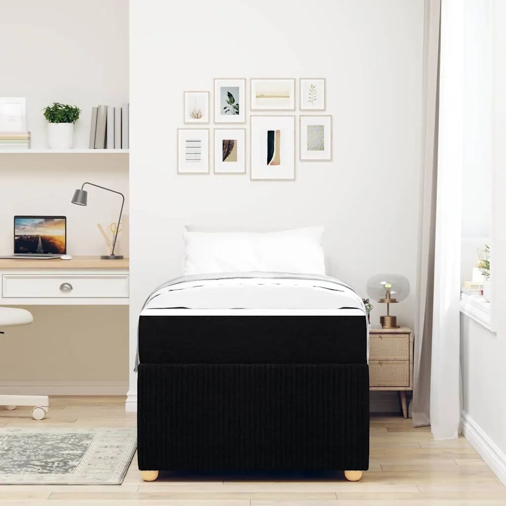 vidaXL Σκελετός κρεβατιού με στρώμα Μαύρο 100 x 200 cm ύφασμα