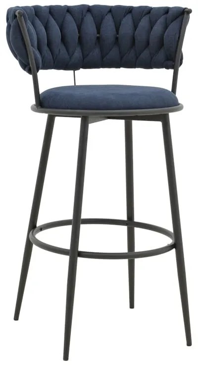 Σκαμπό μπαρ Alkia I pakoworld ύφασμα σε μπλε σκούρο απόχρωση- πόδι μαύρο μέταλλο 50x56x95εκ