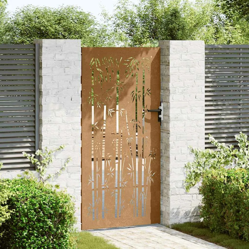 vidaXL Πύλη Κήπου με Σχέδιο Μπαμπού 85 x 175 εκ. από Ατσάλι Corten