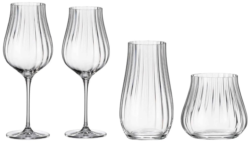 Σετ Κρυστάλλινα Ποτήρια Limosa Optic - Crystal Bohemia  – 24τμχ