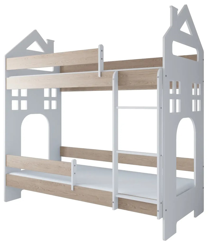 Παιδική Κουκέτα  House  White + Oak  80x180cm  BC50026A  BabyCute (Δώρο τα Στρώματα)