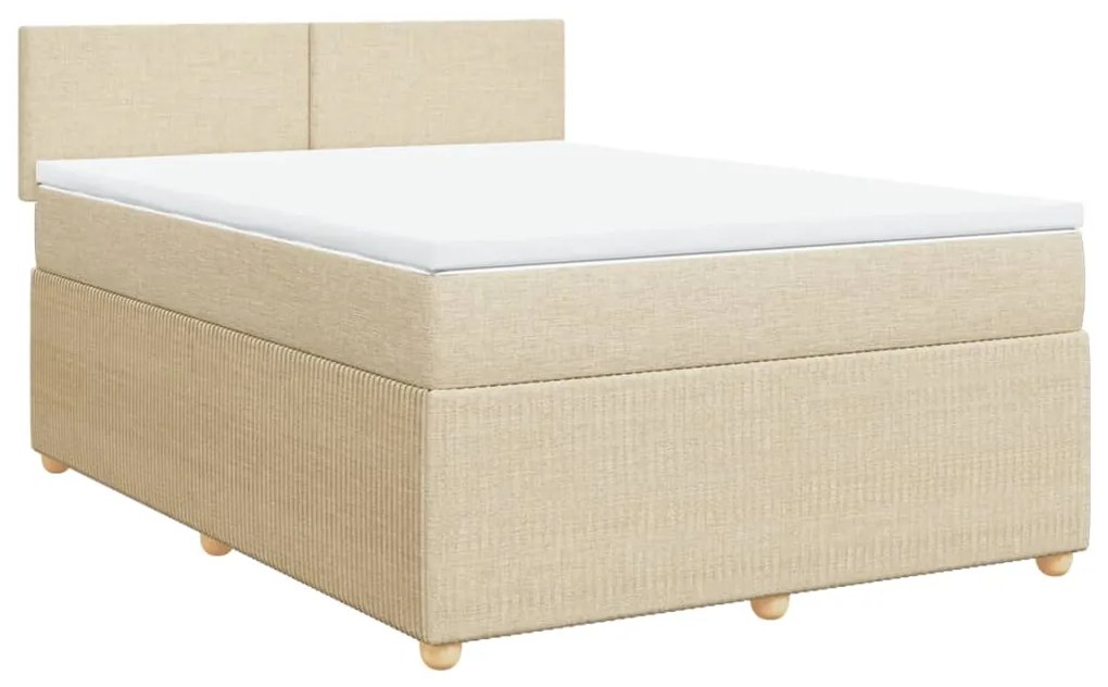 ΚΡΕΒΑΤΙ BOXSPRING ΜΕ ΣΤΡΩΜΑ ΚΡΕΜ 140X190 ΕΚ. ΥΦΑΣΜΑΤΙΝΟ 3289749