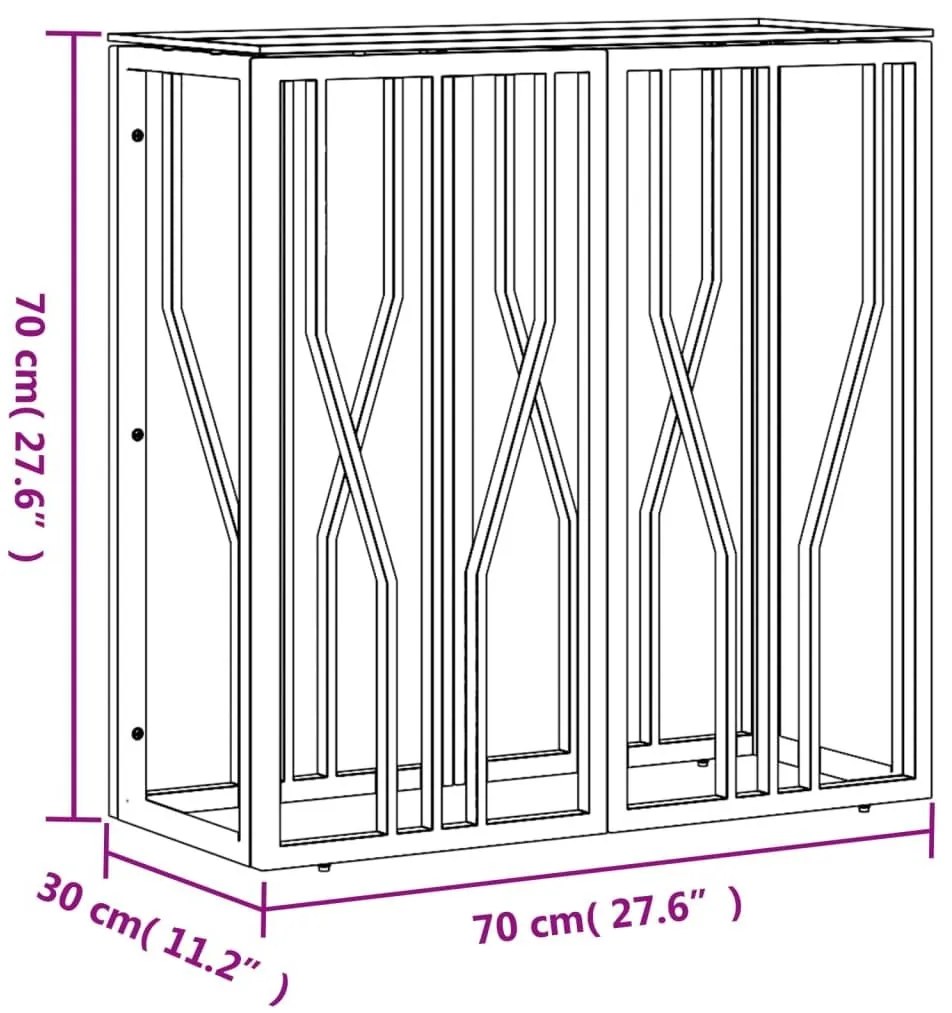 Τραπέζι Κονσόλα 70x30x70 εκ. από Ανοξείδωτο Ατσάλι και Γυαλί - Ασήμι