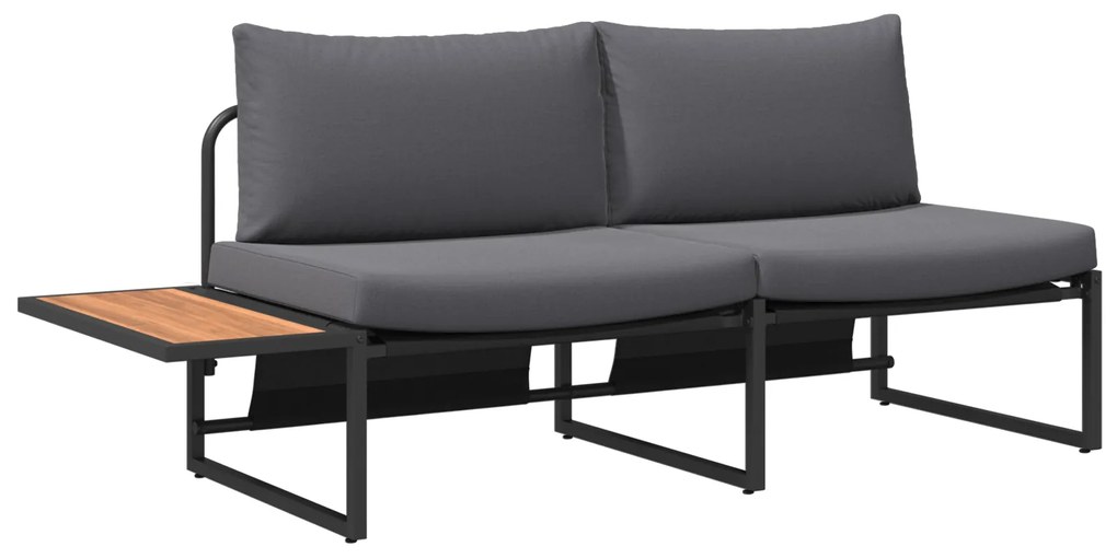 vidaXL Καναπές Κήπου με μαξιλάρι Καφέ 200.5 x 70 x 85.5εκ Μέταλλο