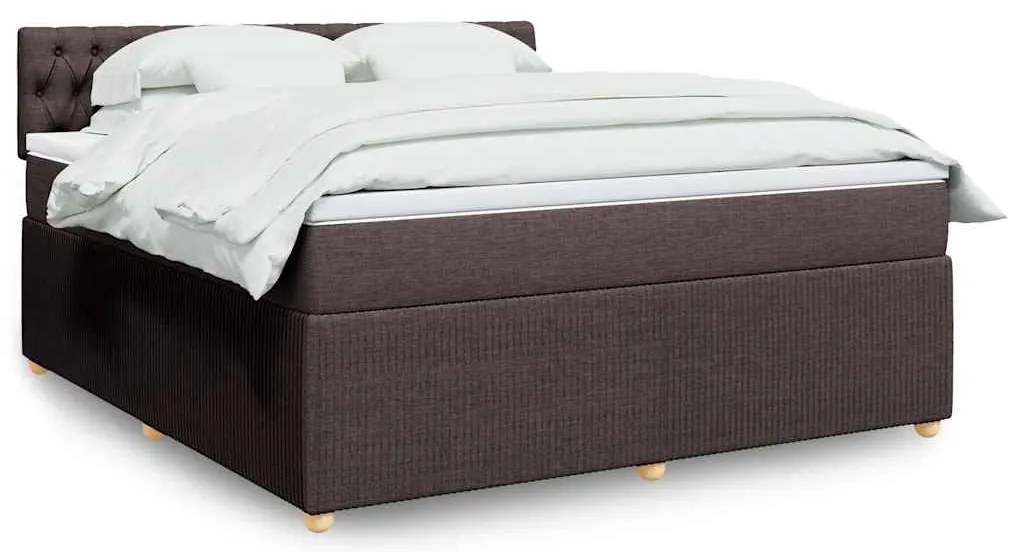 vidaXL Κρεβάτι Boxspring με Στρώμα Σκούρο Καφέ 180x200 εκ Υφασμάτινο
