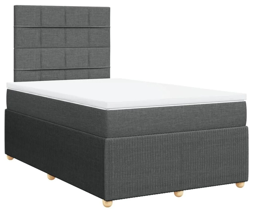 Κρεβάτι Boxspring με Στρώμα Σκούρο Γκρι 120x190 εκ Υφασμάτινο - Γκρι