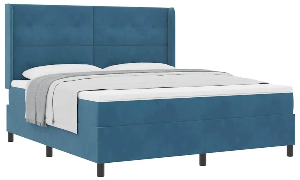 vidaXL Κρεβάτι με ελατήρια με κεφαλάρι Μπλε 180 x 200 cm Βελούδο