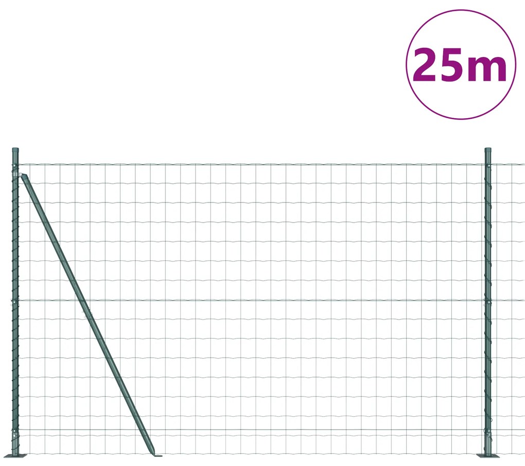 vidaXL Euro Fence με 13 φλαντζοειδείς πόλους 1,2x25 μ από γαλβανισμένο χάλυβα