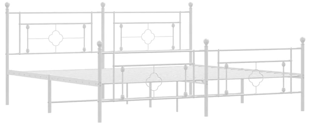 vidaXL Πλαίσιο Κρεβατιού με Κεφαλάρι&Ποδαρικό Λευκό 193x203εκ. Μέταλλο