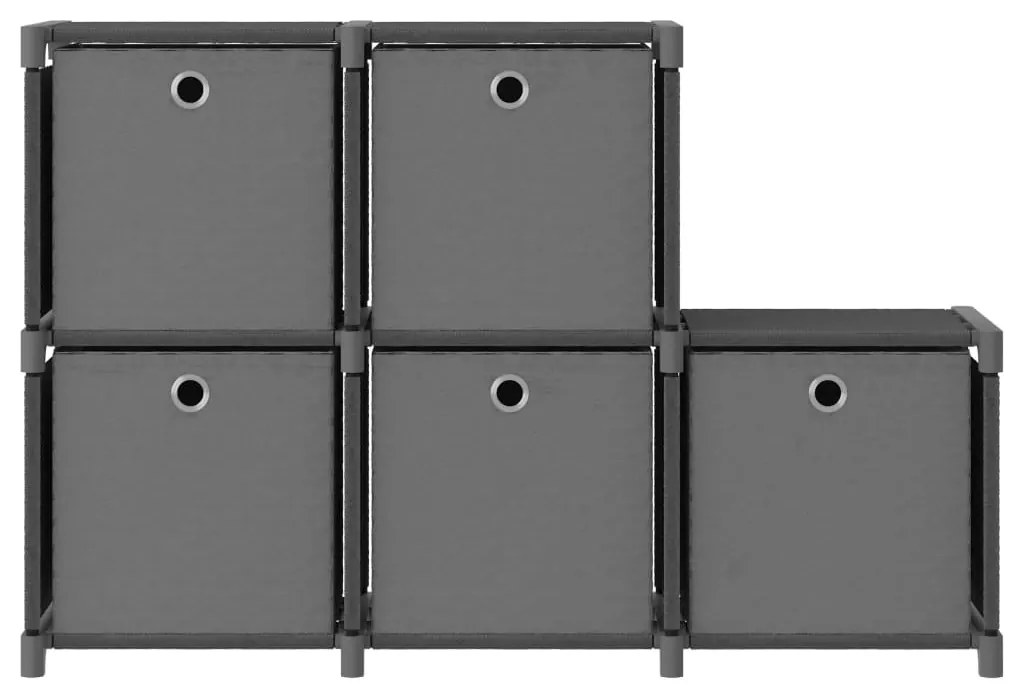 vidaXL Ραφιέρα με 5 Κύβους &amp; Κουτιά Γκρι 103x30x72,5 εκ. Υφασμάτινη