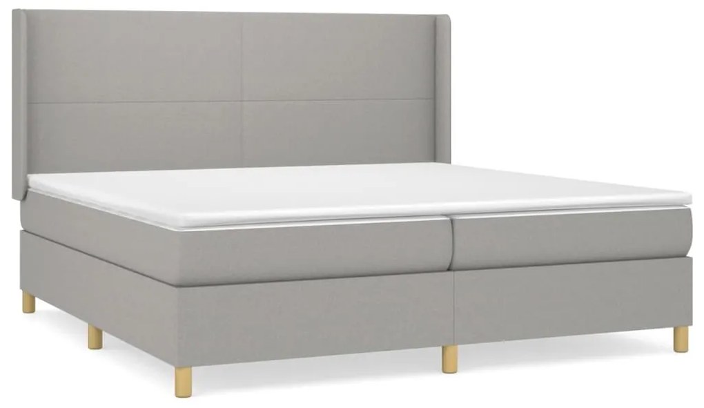 Κρεβάτι Boxspring με Στρώμα Ανοιχτό Γκρι 200x200 εκ. Υφασμάτινο - Γκρι