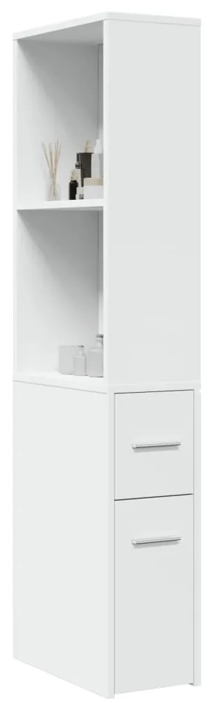 Ντουλάπι Μπάνιου Στενό με Ροδάκια Λευκό Επεξ. Ξύλο