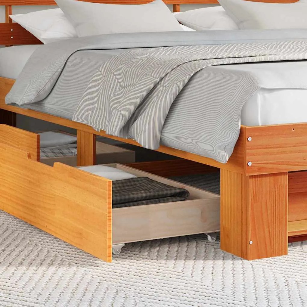 vidaXL Σκελετός Κρεβατιού Καφέ κεριού 180 x 200 cm Μασίφ ξύλο πεύκου