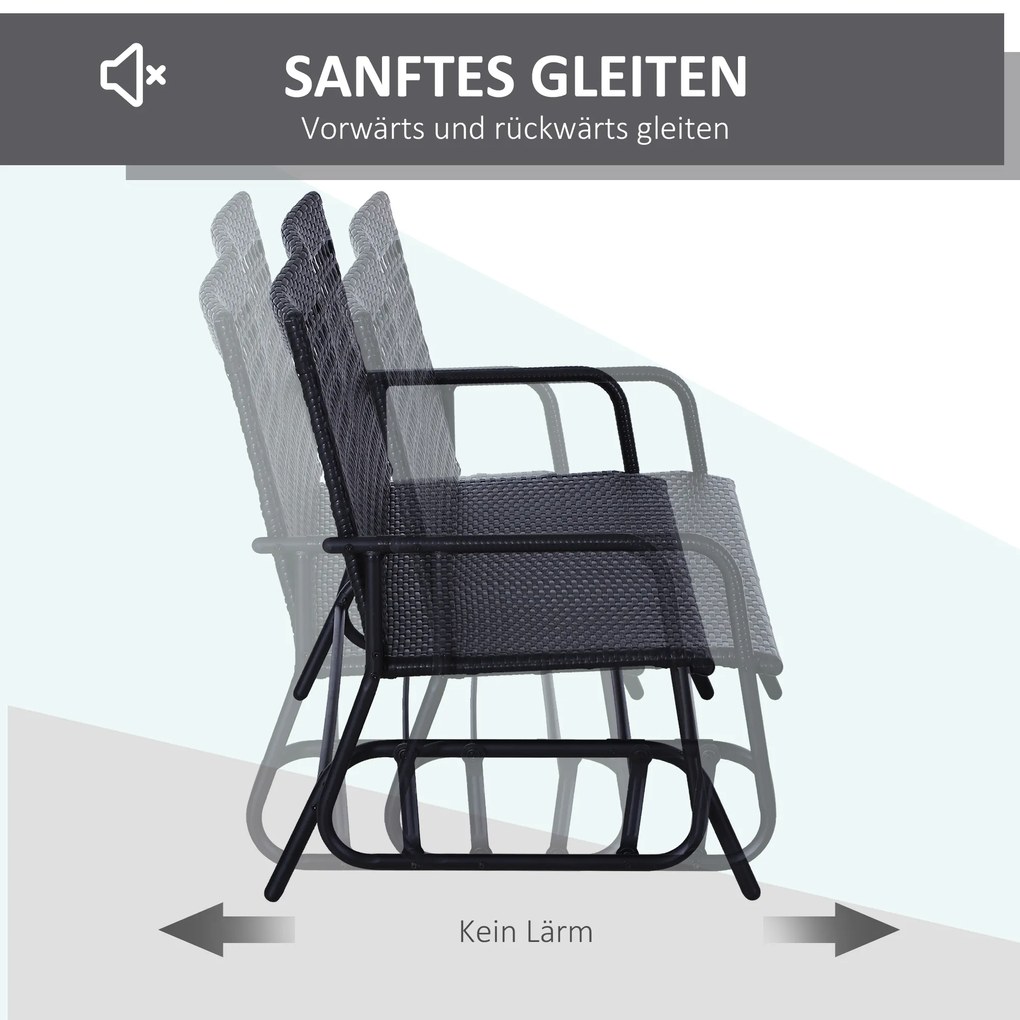 Outsunny Κουνιστή πολυθρόνα κήπου, κουνιστή τραπεζαρία, πάγκος κήπου, πάγκος κουνιστός, 2 θέσεων, από πολυρατάν