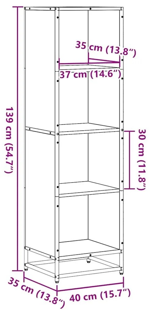 Βιβλιοθήκη Καπνιστή Δρυς 40x35x139 εκ. από Επεξεργασμένο Ξύλο - Καφέ