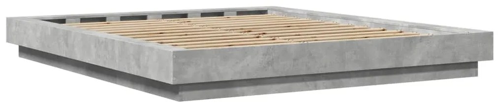 vidaXL Πλαίσιο Κρεβατιού με LED Γκρι Σκυρ. 150x200 εκ. Επεξ. Ξύλο