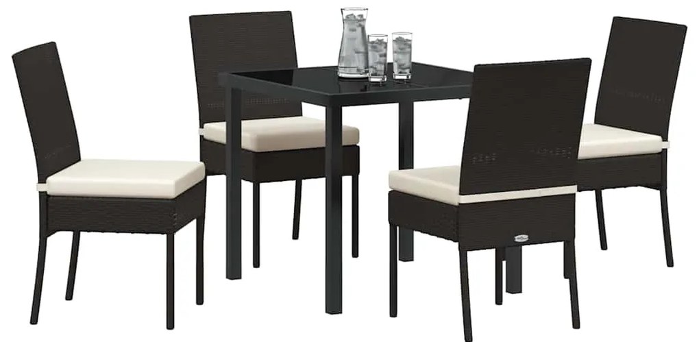 vidaXL Σέτ φαγητού για κήπο 5 pcs Μαύρο Πολυ ράταν
