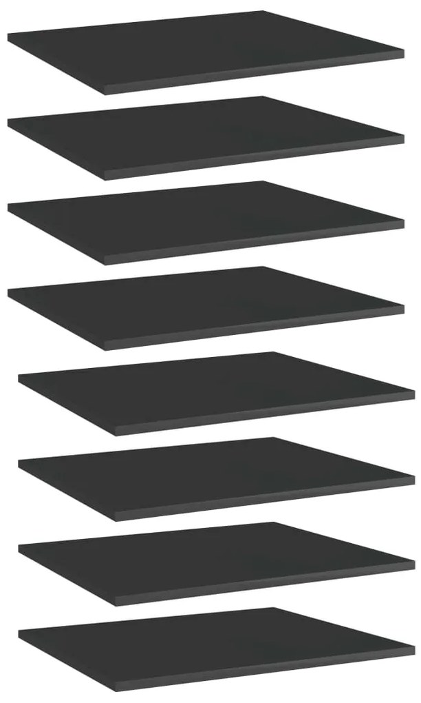 vidaXL Ράφια Βιβλιοθήκης 8 τεμ. Γυαλ. Μαύρο 60x50x1,5 εκ. Επεξ. Ξύλο