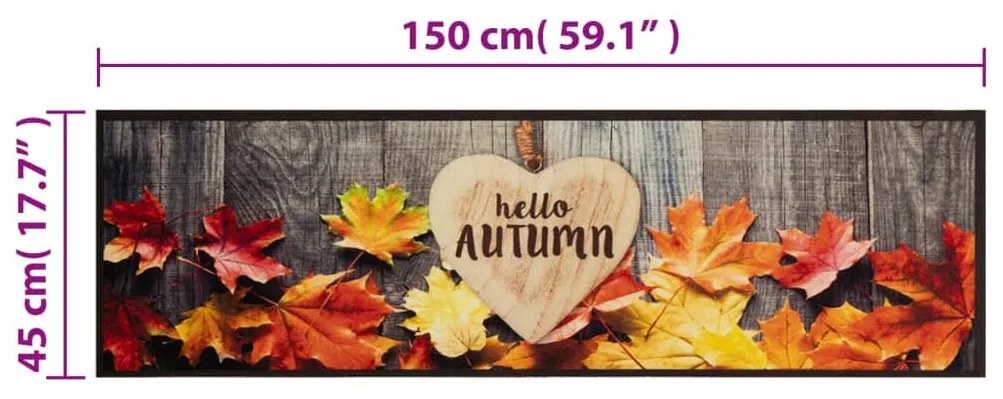 vidaXL Χαλί Κουζίνας Πλενόμενο Σχέδιο Autumn 45 x 150 εκ. Βελούδινο