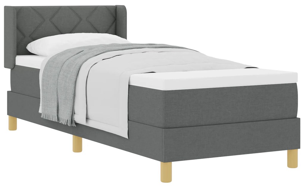 vidaXL Κρεβάτι Box Spring  με Στρώμα - Γκρι Σκούρο, 80x200 εκ., Υφάσματα